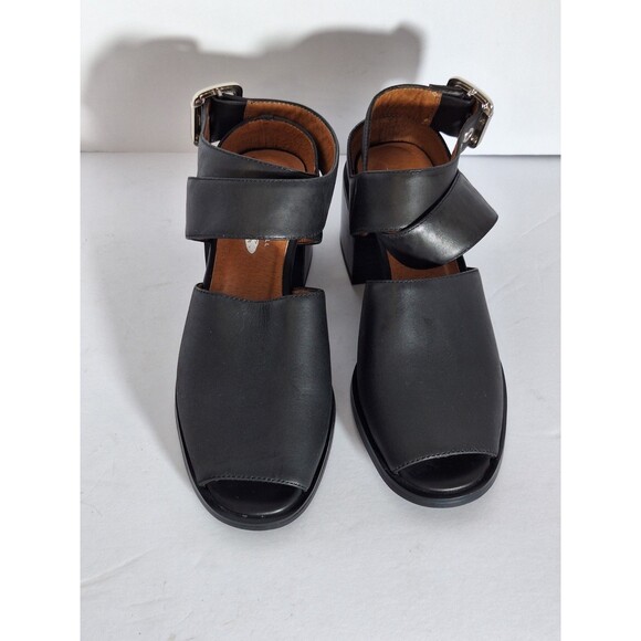 Jeffery Campbell x Free People Mary Jane Sandals Sz 6 Peep Toe Block Heel Black - Picture 2 of 10